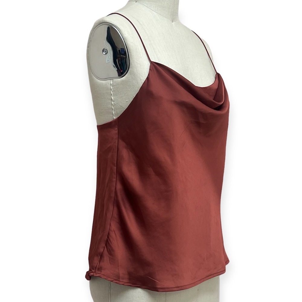 Astr the Label Cowl Neck Slip Spaghetti Strap Satin Top - Picture 2 of 6
